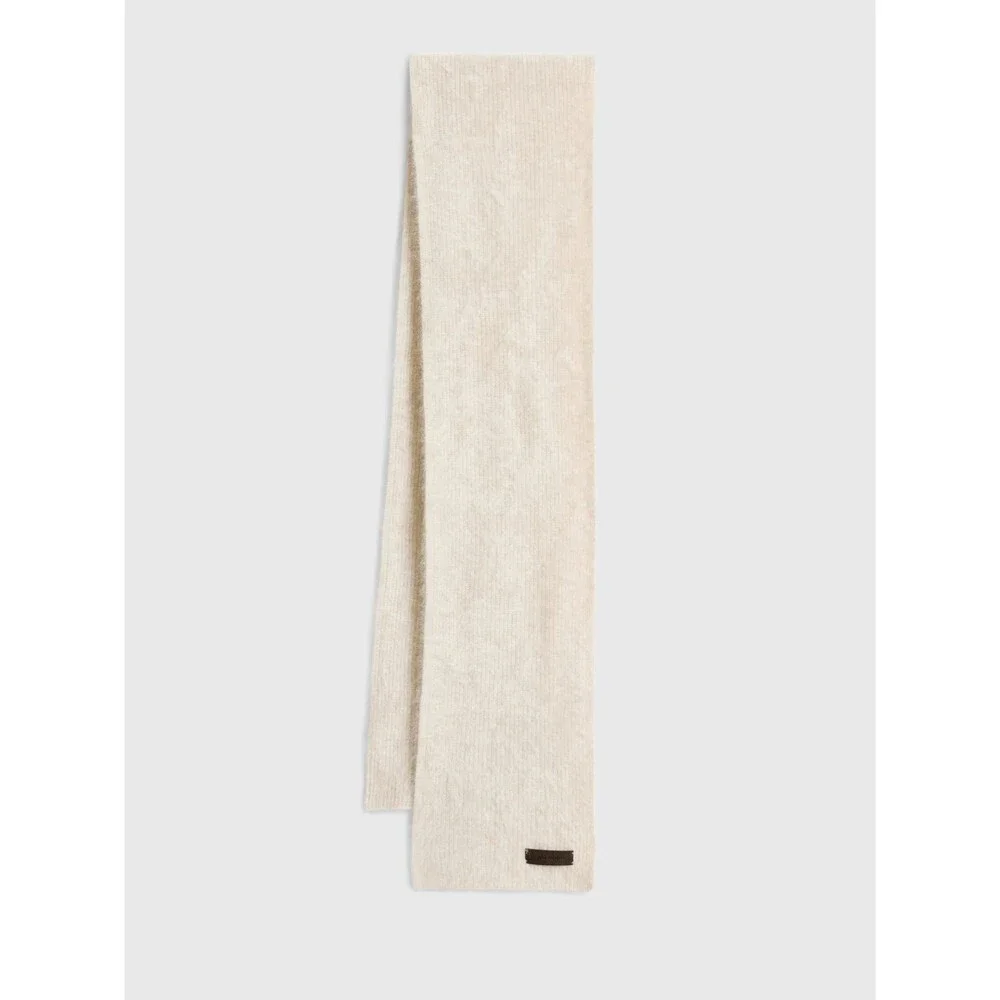 JOHN VARVATOS Scarf Mens Cream Long Rectangle 100% Cashmere LEA 80x10 $298